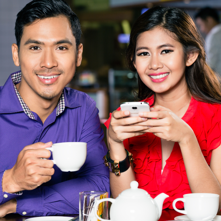 Couple having tea